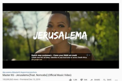 Jerusalema Video by Master KG SA & Nomcebo Zikode Hits 100 Million Views on YouTube