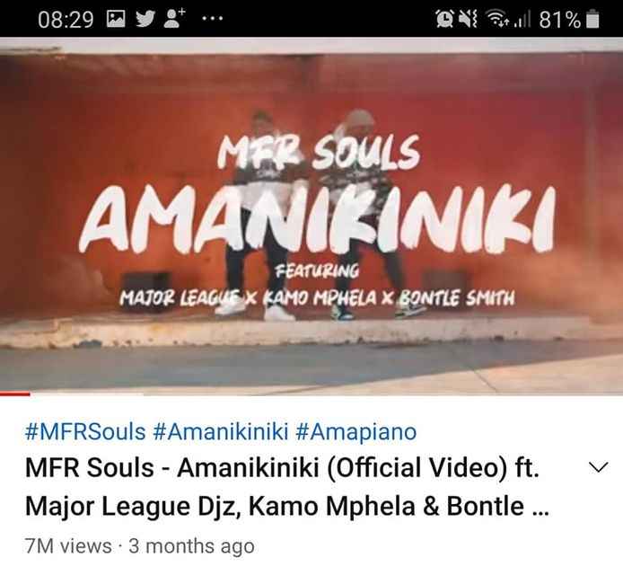 MFR Souls Amanikiniki Video Is One of The Most-Viewed Amapiano Video On YouTube, With Over 7 Million Views 