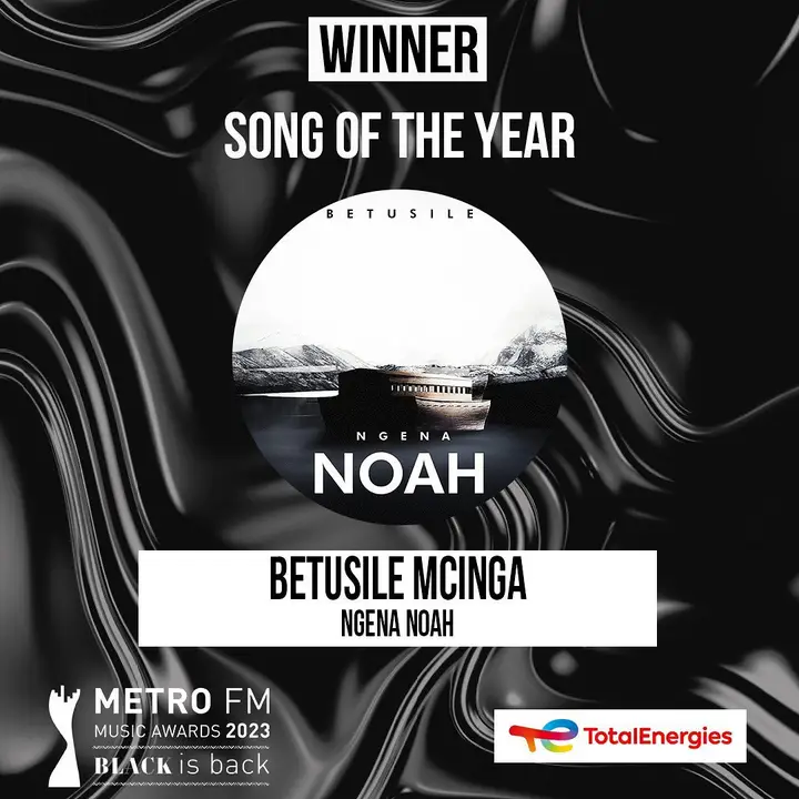 Betusile Mcinga Wins #MetroFMAwards (MMA23) Song Of The Year 